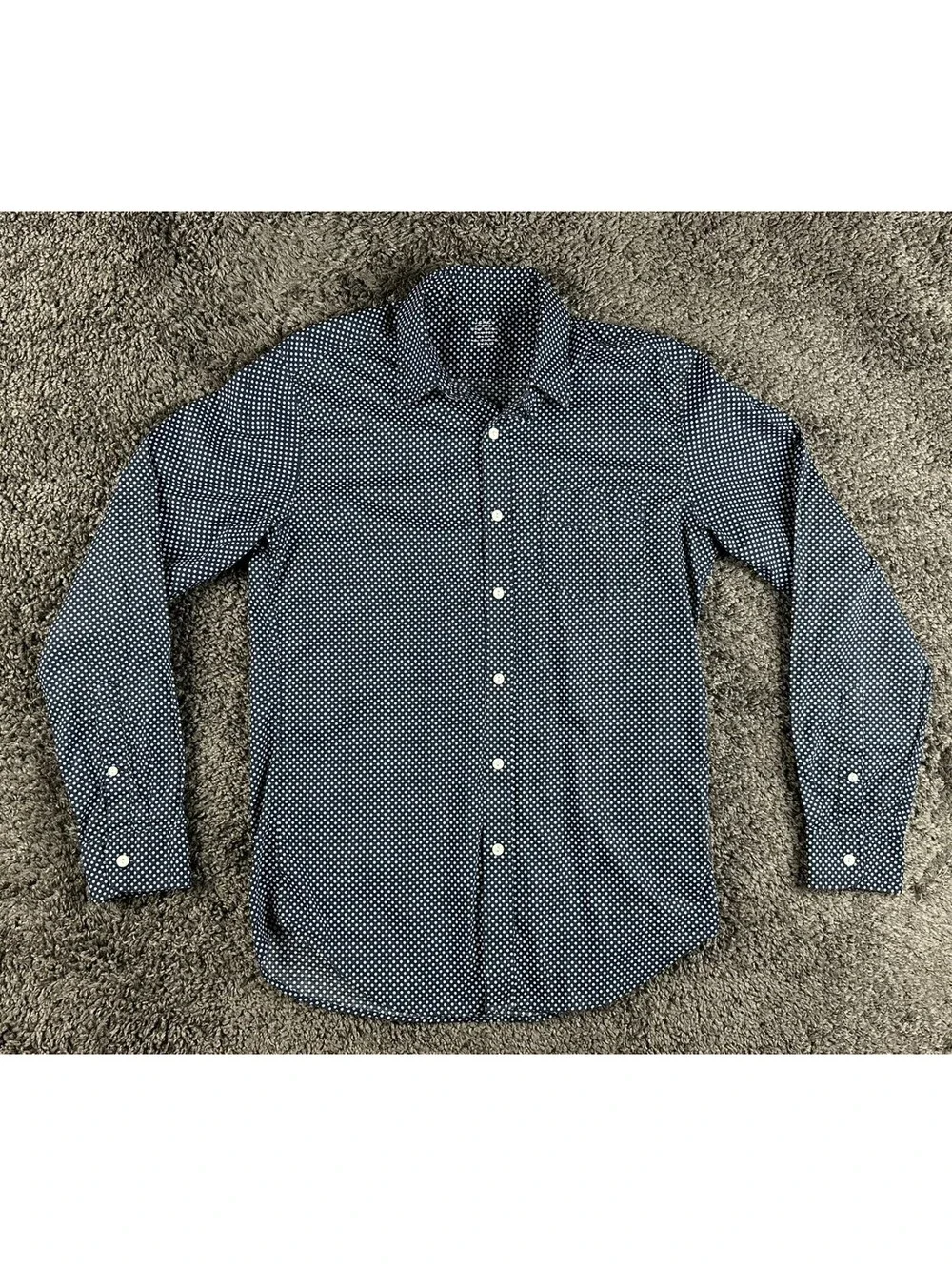 J.Crew Lightweight Chambray Men's S Navy Blue Dotted Long Sleeve Button-Up Shirt